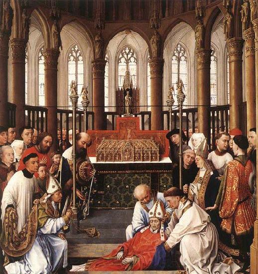 WEYDEN, Rogier van der Exhumation of St Hubert Germany oil painting art
